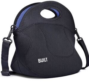 Built Spicy Relish Tote Neoprene Lunch Bag Adjustable Crossbody Solid Black